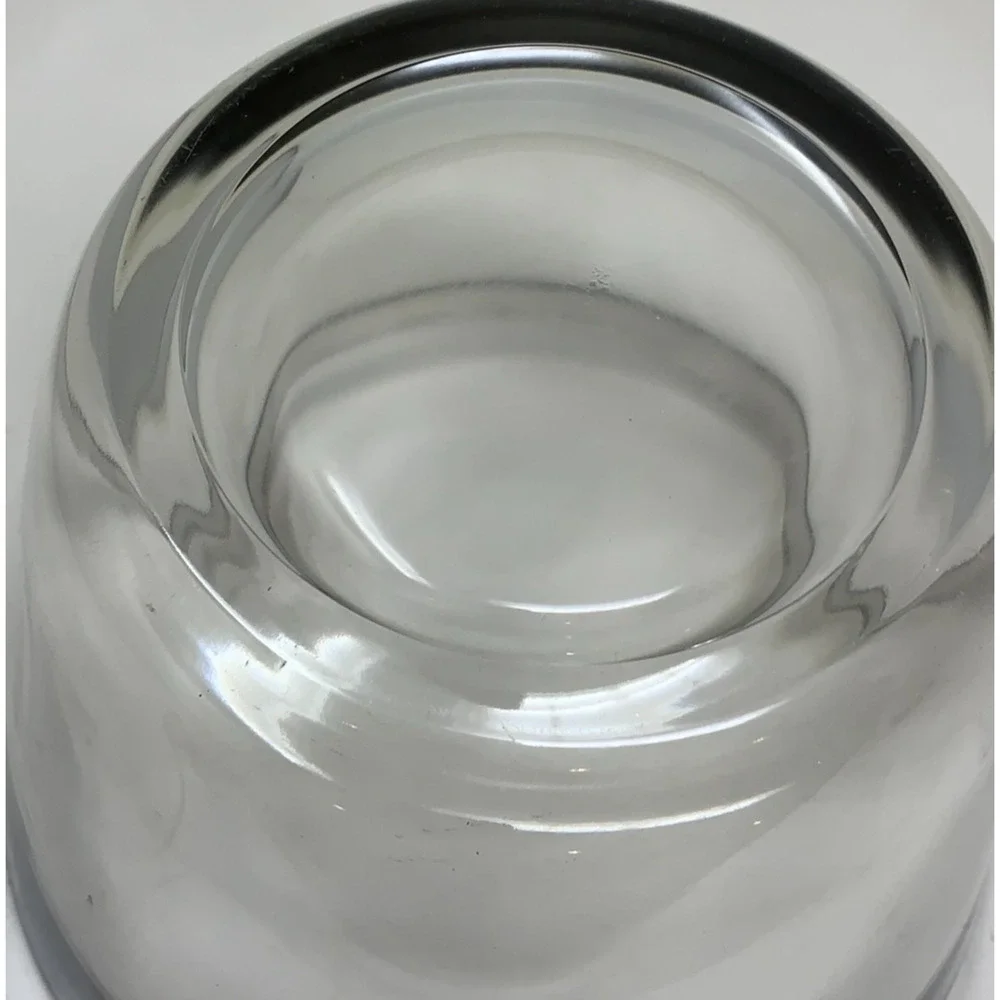 Vtg MCM Sculptural Art Glass Bowl Ice Bucket Silver Band Dorothy Thorpe Style